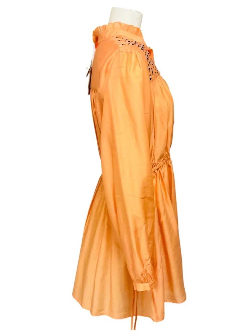 MALEJ SORBET ORANGE EMBROIDERED LONG SLEEVED MINI DRESS